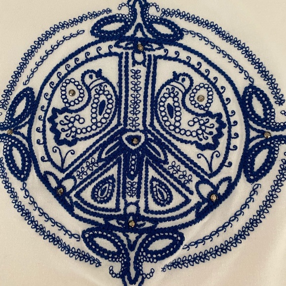 INC White Peace Sign Long Sleeve Shirt - Picture 2 of 3